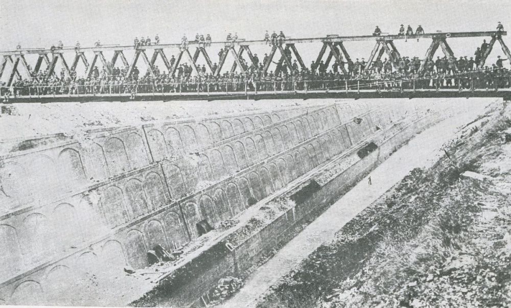 The bridge built over Canal du Nord by the New Zealand tunnellers in 1918.
